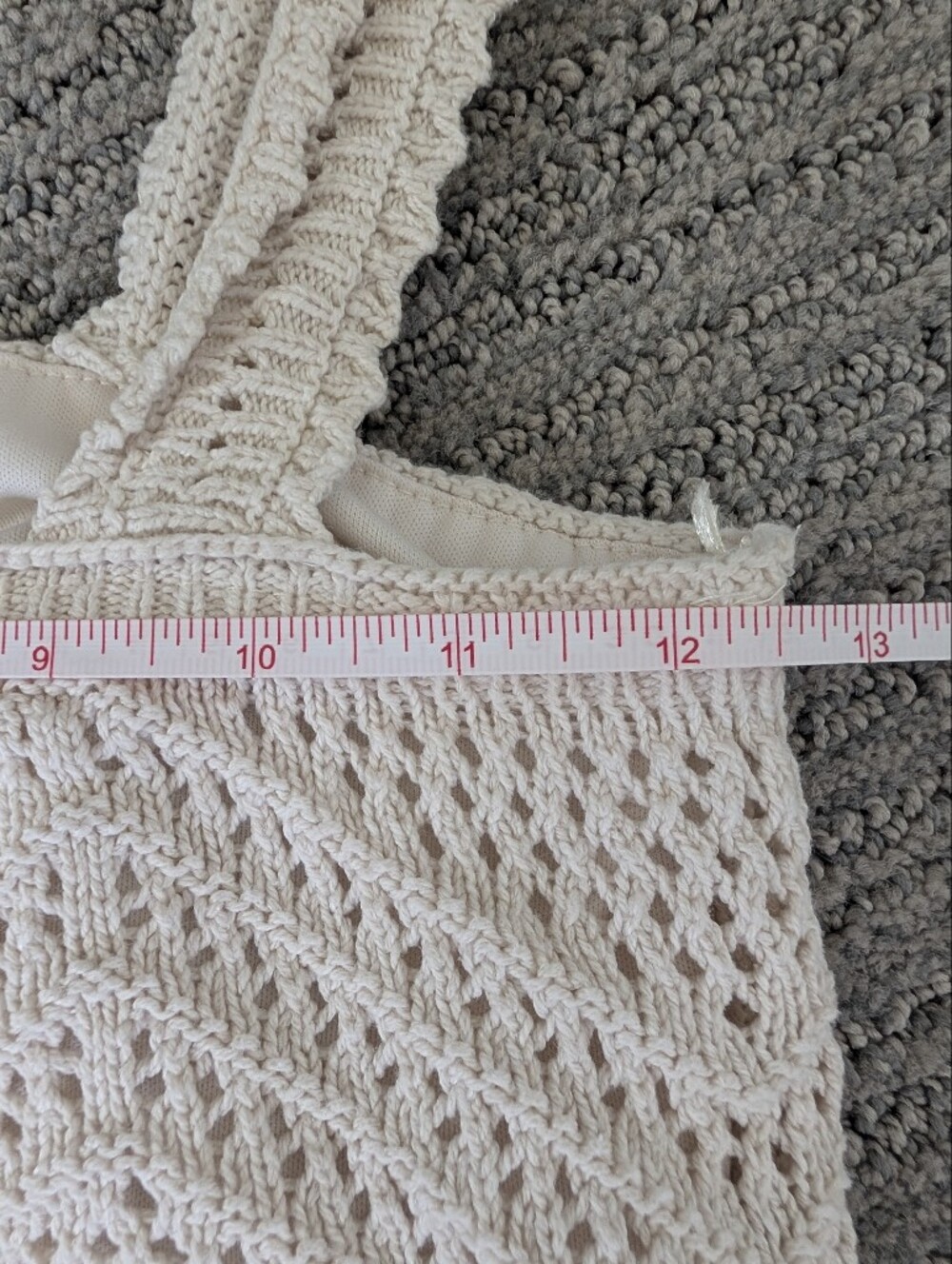 Crochet Knit Square-Neck Crop Top in Cream - Picture 4 of 7